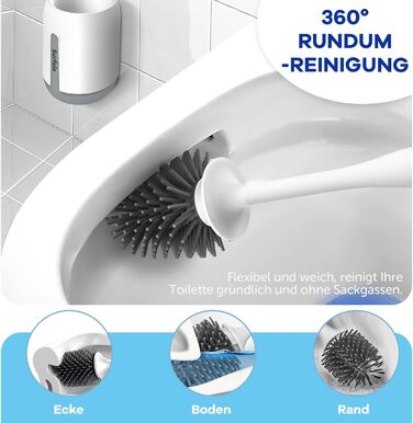 Силіконова щітка для унітазу Klobürste - антибактеріальна, з кріпленням на стіну, швидковисихаюча, для глибокого очищення, без розбризкування