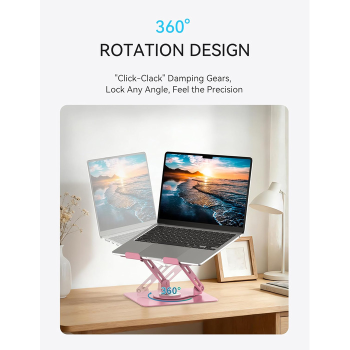 Підставка для ноутбука Soundance 360° з регулюванням висоти, чорна (C-Pink), 10-15,6 дюймів