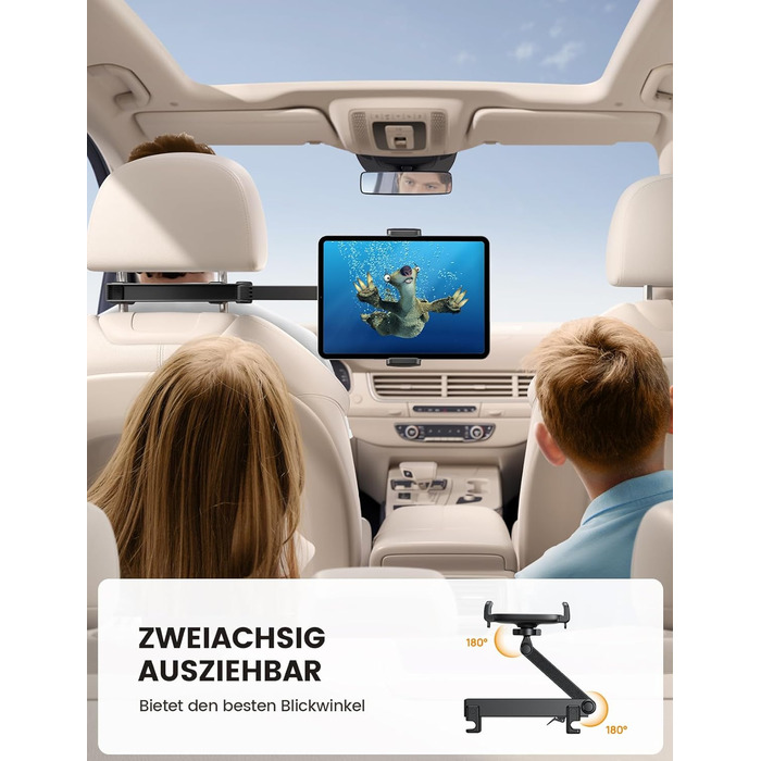 Тримач для планшету Lamicall у автомобільну підголівник - надійне кріплення, сумісний з iPad, smartphone, Switch, Samsung Tab (4.7-13 дюймів)