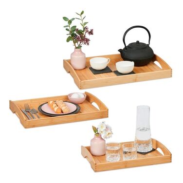 Relaxdays Set of 3 Bamboo Coasters