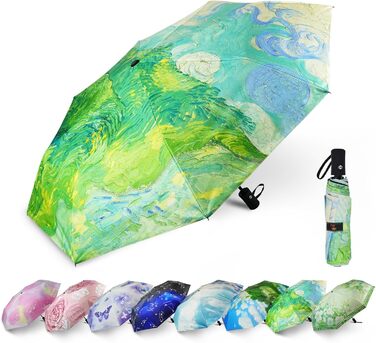 Компактна дорожня парасолька SY Winddicht: автоматична, легка, міцна. Парасольки від виробника, висока якість за доступною ціною (C-Grünes Weizenfeld)