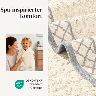 Набір рушників бавовняних Damast Jacquard з бордюром, колір слонова кістка, 8 шт. від Pacific Coast Textilien