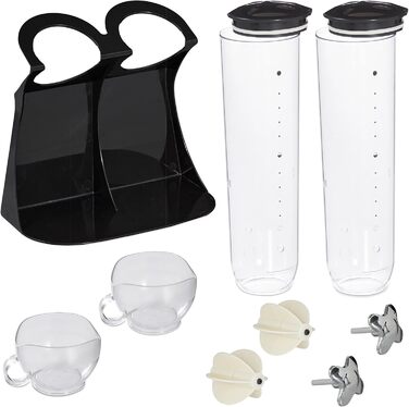 Relaxdays Double Cereal Dispenser, Cereal Dispenser for Muesli, Cornflakes, Sweets, Snack Dispenser Plastic, Black, 1 Piece