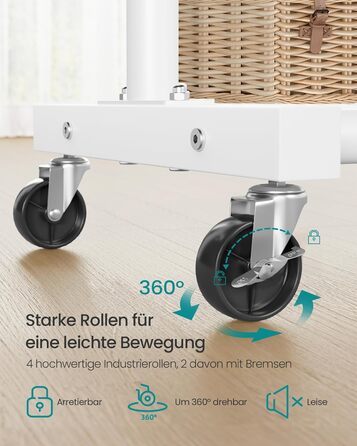 SONGMICS Кільцева вешалка для одягу на колесах, біла, до 50 кг, 38 x 110 x 141,5 см, HSR016BH01