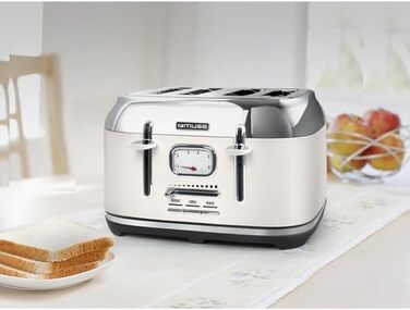 Тостер Muse MS-131 BC Beige: 4-х місний, з регулюванням ступеня підсмажування, ретро-дизайн, з підсвічуванням та крихкозбирачем