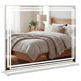 Дзеркало для макіяжу COSTWAY з підсвіткою, 3 режими світла, 5-кратне збільшення, сенсорне керування, поворотне на 360°, Голлівудське дзеркало (80 x 14 x 62 см)