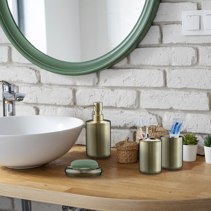 Relaxdays 4-Piece Bathroom Set, Stainless Steel