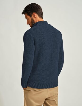 Чоловіча в'язана жилетка-ветровка PJ PAUL JONE з коміром-стійкою та блискавкою, темно-синій (S)