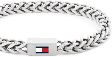 Браслет чоловічий Tommy Hilfiger з нержавіючої сталі з іконним прапором, срібний (Small)