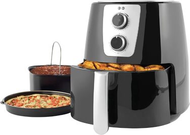 Фритюрниця без олії Petra PT5175VDEEU10 5,2 л, повітряна, антипригарний кошик XL, ручне керування, 1300 Вт, таймер 30 хв, для піци та випічки
