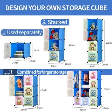 BRIAN & DANY Expandable Kids' Storage Unit with Doors and Hooks