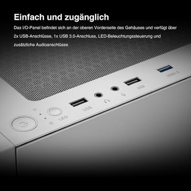 Корпус для ПК Gamdias TALOS E3 Mesh White - Mid-Tower з 3 RGB вентиляторами, сітчаста передня панель, скло, PSU-кришка