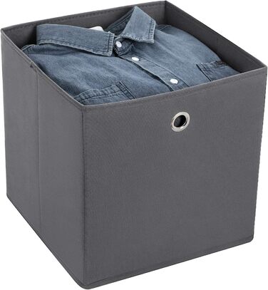SONGMICS Storage Box, 6 Pack, Folding Box, Foldable Organizer, with Finger Hole, 30 x 30 x 30 cm, RFB02H-3 (Gray)
