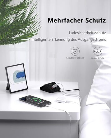 Багатопортова USB зарядка POANES 25W, 4 порти для iPhone, Samsung, LG, Huawei та інших (чорний)
