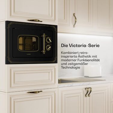 Мікрохвильова піч Klarstein Victoria 20 - вбудована, 20 л, 800 Вт, 1000 Вт гриль, 3 функції, нержавіюча сталь, з рамкою, чорна