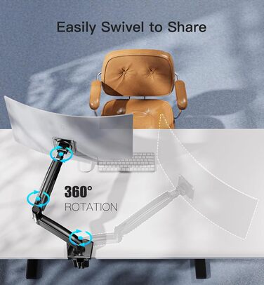 Кріплення для монітора HUANUO, 13-49 дюймів, регульований, підтримує 2-12 кг, з USB, VESA 75/100 мм