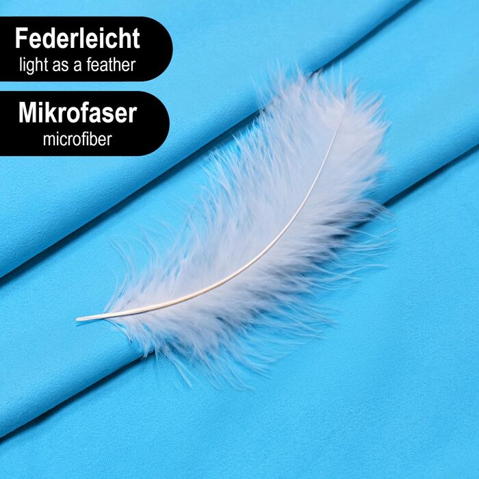 Рушник з мікрофібри Legendwerk® 160x80 см – швидковисихаючий, компактний, для подорожей, спорту та відпочинку на природі – легкий, стильний, з сумкою та петлею для підвішування. 1 шт (Світло-блакитний)