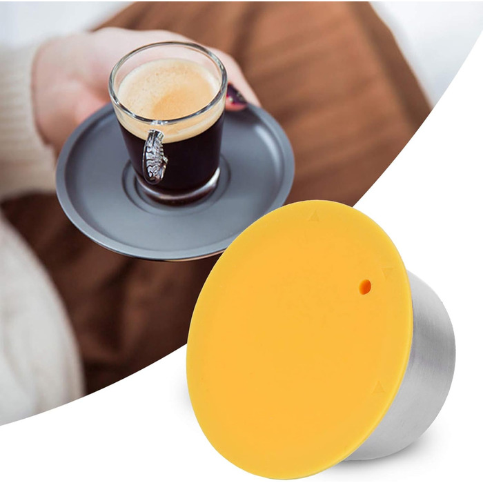 Reusable Stainless Steel Coffee Capsules for Refilling - Refill Capsule Coffee Filter for Dolce Gusto Coffee Machine (Yellow)