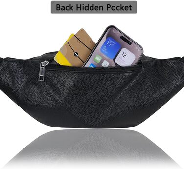 Чоловіча/Жіноча поясна сумка на пояс з PU шкіри, бананка для спорту, подорожей, прогулянок з собакою, чорна