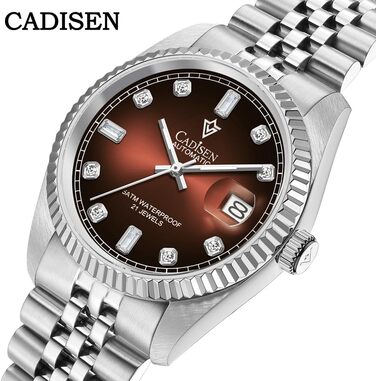 Годинник CADISEN Automatik для чоловіків: механічний годинник з сапфіровим склом та сталевим браслетом