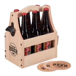 Wooden Beer Caddy with Bottle Opener
