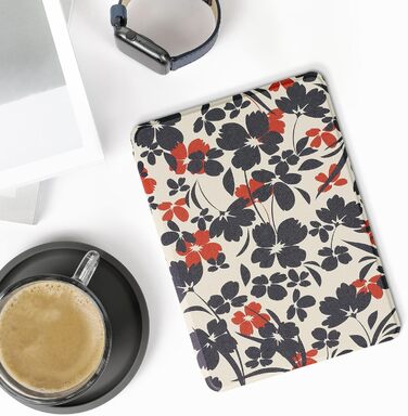 Чохол-книжка kwmobile для Amazon Kindle Paperwhite 11 (2021) - квітковий дизайн, магнітний замок, синьо-червоно-білий, захисний для електронного читача Kindle Paperwhite 11. Generation 2021