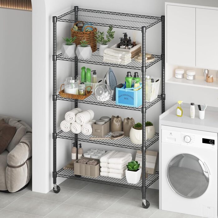 Himimi 5-Tier Rolling Wire Shelving Unit