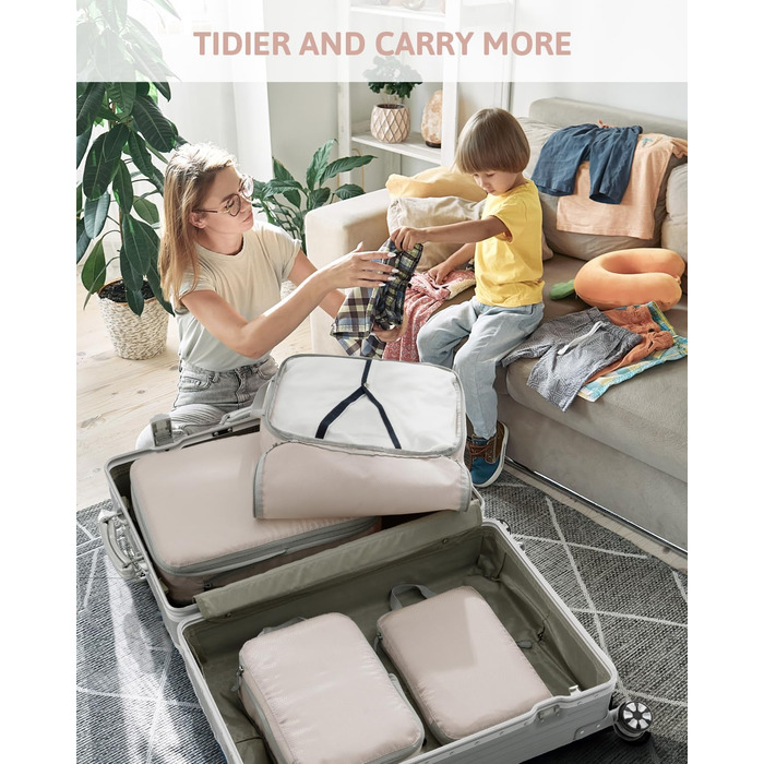 Набір кубиків-органайзерів для валізи Meowoo (4шт) - кубики-компресори, водовідштовхувальні, для подорожей (XL, L, 2×M)