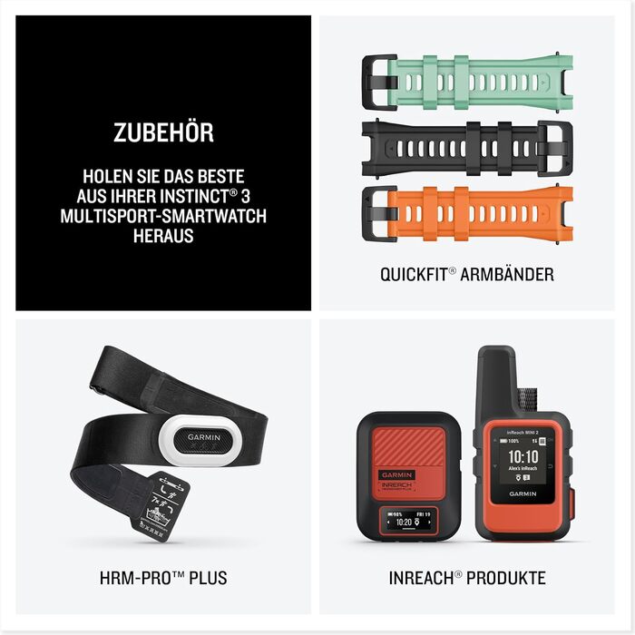 Розумний годинник Garmin Instinct 3 50mm AMOLED – GPS, Multisport, Health Coach, Чорний