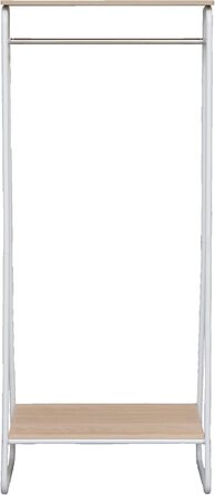 Iris Ohyama Clothes Rack with Wooden Shelves, 4 Levels, White, Modern Design, Robust Frame, Non-Slip, For Bedroom, Studio, Closet, Clothes & Shoes, Laundry Rack, Easy Assembly, (White, Shelves 2)