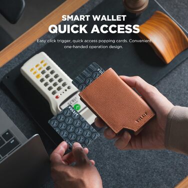 Гаманець-картхолдер VULKIT RFID захист шкіряний, коричневий (Кізелькові зерна) з відділенням для грошей та магнітним закриттям