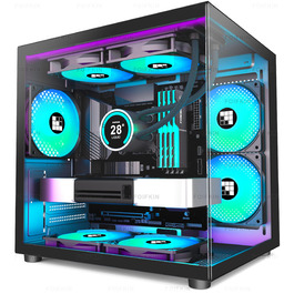 Корпус для ПК FOIFKIN F100 Micro ATX з 3 ARGB вентиляторами, ігровий, чорний