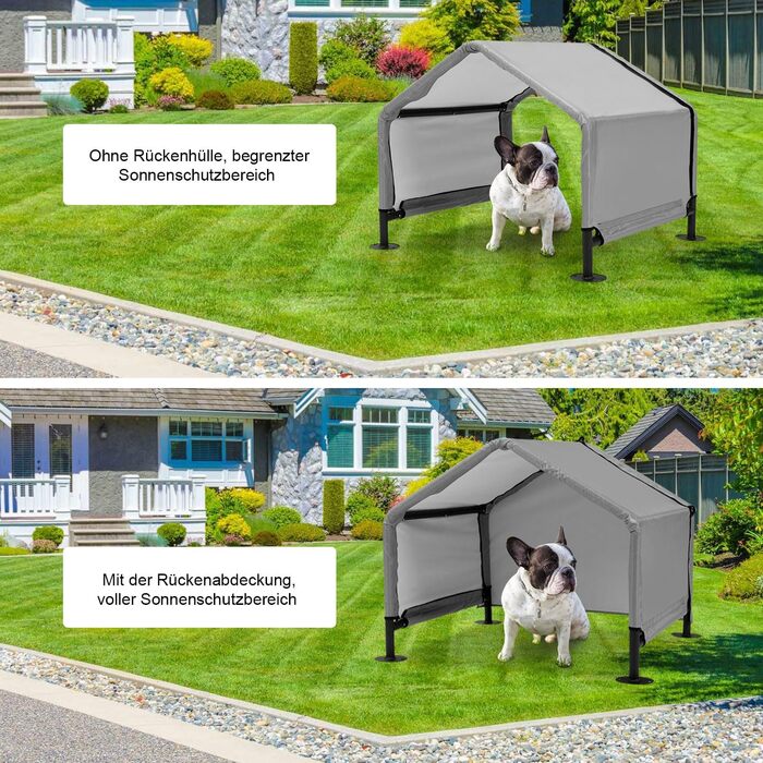 Будка для собак A.FATI Outdoor: сіра, 75x65x65 см, водонепроникна, з задньою стінкою, захист від сонця, для маленьких та середніх собак, котів, курчат, цуценят