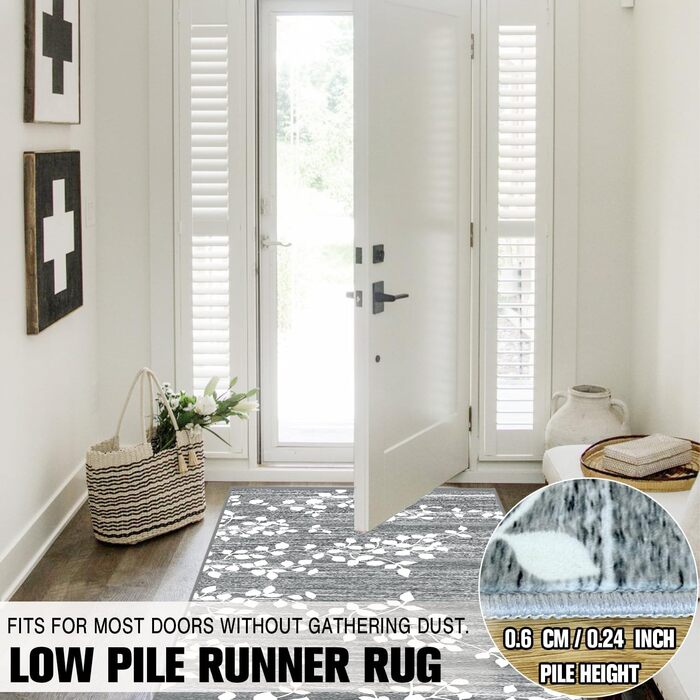 Килимок для підлоги, коридору, кухні - антиковзаючий, миючий, 60x90 см, сірий/блакитний