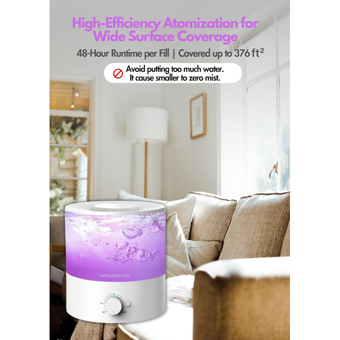 Зволожувач повітря H1-XIT 2 шт. 2L, без витоку, для дитячої кімнати, спальні, вітальні, білий + білий