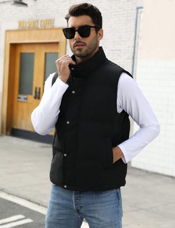 Чоловічий жилет Flygo з пухозаповнювачем, теплий, без рукавів, чорний (XL)