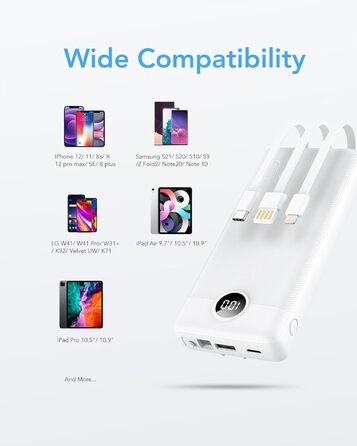 Power Bank VRURC 20000mAh з LED дисплеєм: швидка зарядка 22,5W, USB-C, для iPhone, Huawei, Samsung