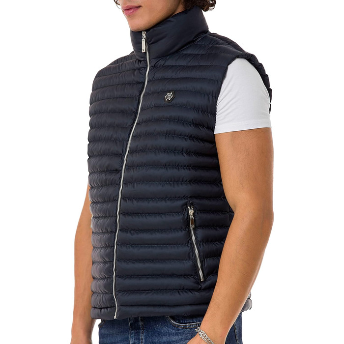 Чоловіча вітрозахисна куртка Redbridge з коміром-худи, модель Bubble Vet, чорна (M, темно-синій)