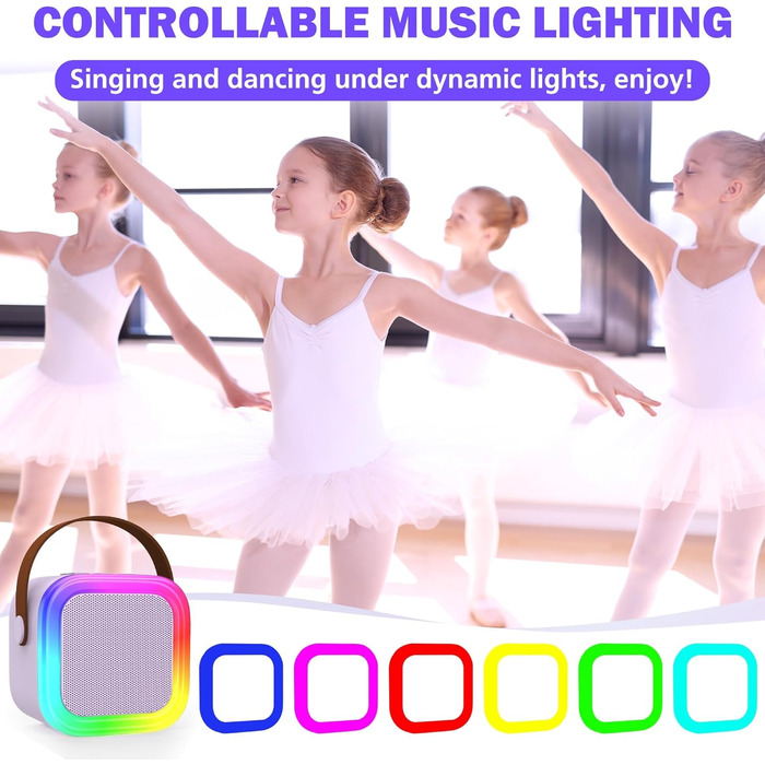 Дитяча караоке-машина з 2 бездротовими мікрофонами (фіолетова) - для дітей та дорослих