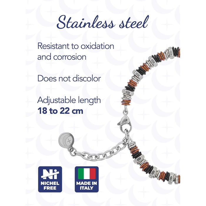 Чоловічий браслет на руці з нержавіючої сталі з шайбами та болтами, регульована довжина 18-21 см з подарунковою коробкою (Коричневий)