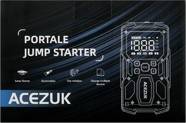 Портативний пусковий пристрій для автомобіля з повітряним компресором 8000A/150PSI (12V, для бензинових та дизельних двигунів) з LCD-дисплеєм M03