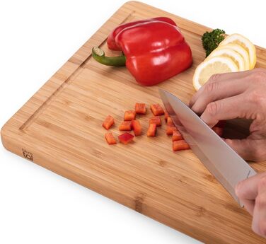 Blumtal Bamboo Cutting Board Wood made from 100% Bamboo XXL - 2cm thick wood board antibacterial - solid cutting board with juice groove - wooden cutting board 45x30x2cm - alternative to plastic cutting board