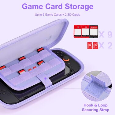 Чохол для Nintendo Switch 2 innoAura Switch 2 Tasche, фіолетовий (Galaxy Lila) - водостійкий, з амортизацією, відділенням для AirTag та великою сітчастою кишенею