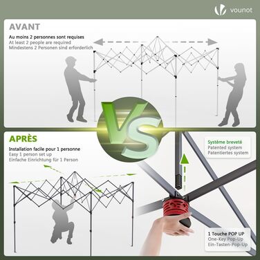 VOUNOT® 3x3m (approximately 10x10ft) Gazebo - Waterproof, Stable, Winter-Resistant, Pop-Up Folding Gazebo with 4 Side Walls and 3 Sandbags, Foldable Party Tent, Garden Tent, Garden Gazebo including Bag, Green (pop up gazebo grey)
