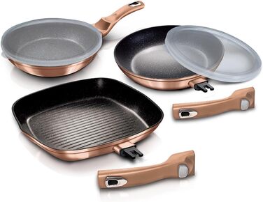 Набір сковорідок Berlinger Haus Metallic Line Rose Gold Edition (5 шт.) з знімним ручками