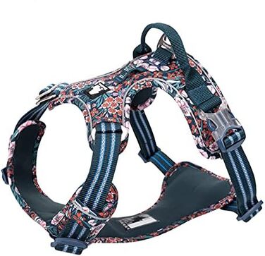 Шлейка для собак WINHYEPET Truelove No-Pull, бавовняна, дихаюча, світловідбиваюча, регульована, для бігу та прогулянок, підходить для котів та собак середніх розмірів (XL, Navy Blazer)