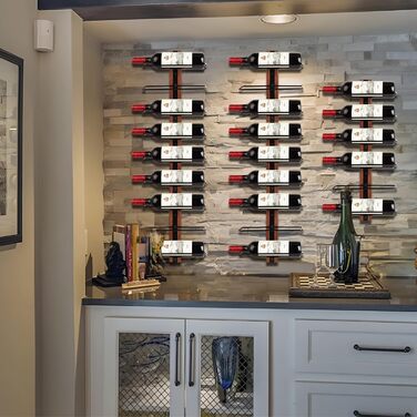 Настінна полиця для вина DBREAKS на 9 пляшок, дерев'яний тримач для вин, органайзер для винної кімнати, бару, вітальні