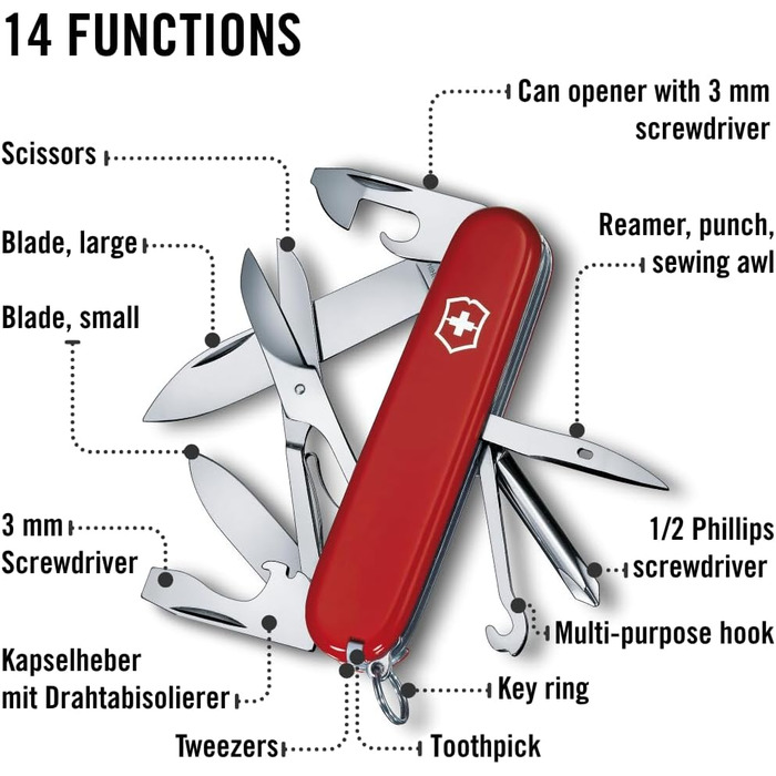 Мультитул Victorinox Super Tinker: швейцарський ніж з 14 функціями (червоний)