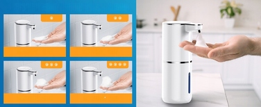 Безконтактний дозатор для мила Bedee, настільний, 380 мл, білий