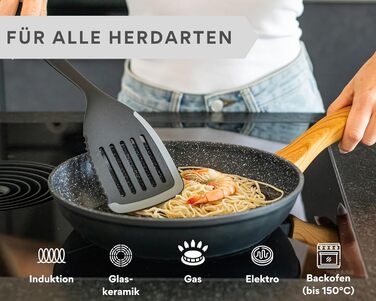 Набір сковорідок DIVORY 3 шт. (20, 24, 28 см) з антипригарним покриттям для всіх плит, включаючи індукційні. Безпечні ручки, придатні для миття в посудомийній машині.